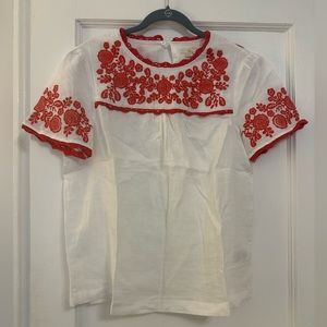 Brand new embroidered linen Boden top, size 10